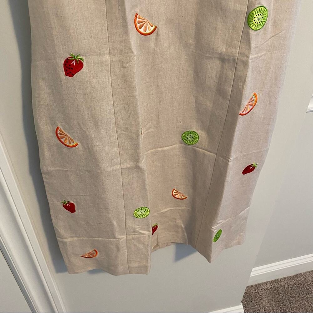 Vintage Jillian Jones Tan Neutral Fruit Embroidered Mini Dress 14 - Picture 14 of 16